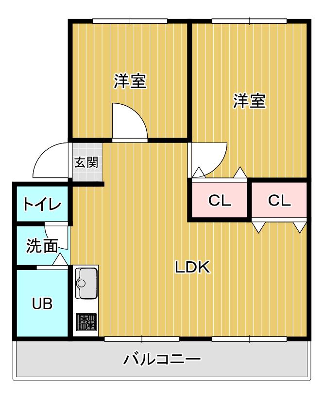 メゾン堂山(2LDK/3階)の間取り写真