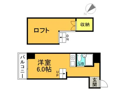 イースト白島(ワンルーム/5階)の間取り写真