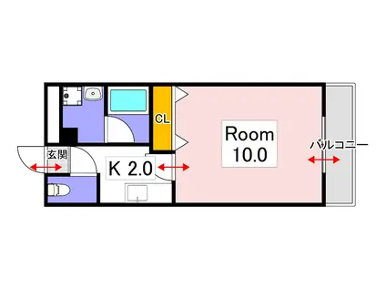 サンステージ南方(1K/1階)の間取り写真