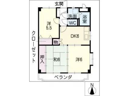 ア・ドリーム渡辺(3DK/3階)の間取り写真