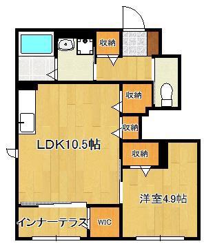 フォルモーサヒルズ(1LDK/1階)の間取り写真