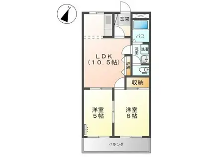 パークハイツ(2LDK/2階)の間取り写真