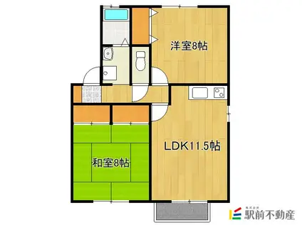 プロスパータウン小城D(2LDK/2階)の間取り写真