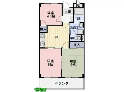 ETOILE中出(3DK/2階)の間取り写真