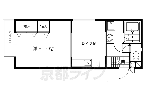 メイプルハウス(1DK/2階)の間取り写真