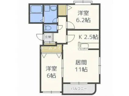 ノーヴァ32D(2LDK/3階)の間取り写真