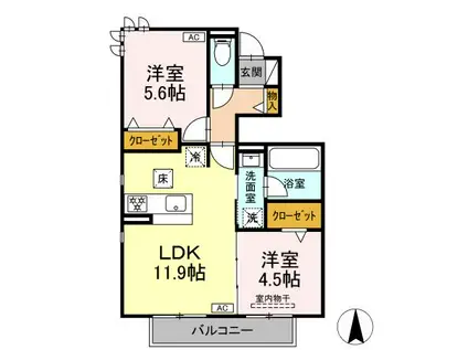 ＪＲ太多線 可児駅 徒歩2分 2階建 新築(2LDK/1階)の間取り写真