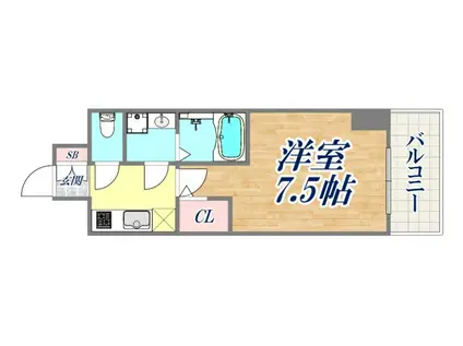 ソルテラスKOBE(1K/14階)の間取り写真