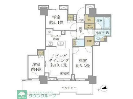 BRILLIATOWER聖蹟桜ヶ丘BLOOMINGRESIDENCE(3LDK/7階)の間取り写真