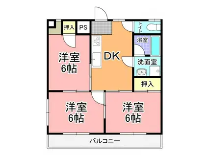 MK-2(3DK/3階)の間取り写真