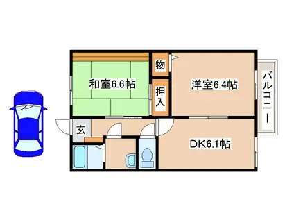 フレグランス美貴II(2DK/2階)の間取り写真