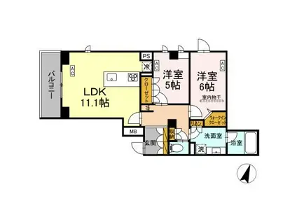 プライムフォレスト百合ヶ丘(2LDK/2階)の間取り写真