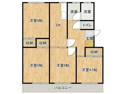 青山年ヶ森ハイツ A棟(4DK/5階)の間取り写真