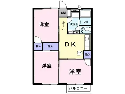 エクセレントハイツI(3DK/2階)の間取り写真