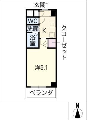 ボヌール(1K/2階)の間取り写真