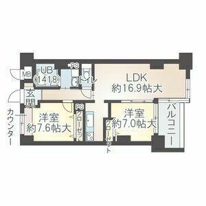 イーグルヘッド橦木(1LDK/11階)の間取り写真