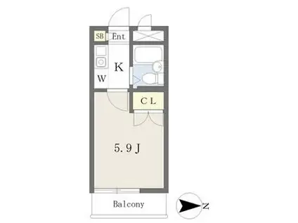 E-STORY黒川(1K/3階)の間取り写真
