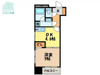 エススリーでじま(1DK/4階)の間取り写真