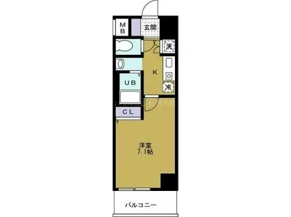 ジュネーゼグラン 弁天町(1K/11階)の間取り写真