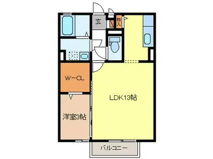 プリマヴェーラA棟(1LDK/1階)の間取り写真