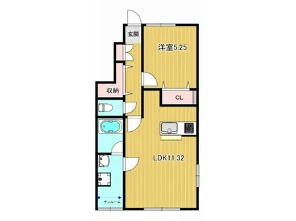 ブルジェオン(1LDK/1階)の間取り写真