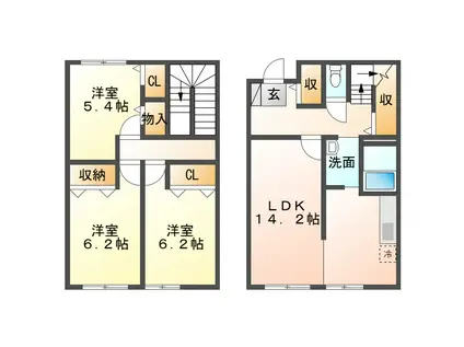 ライフコート105(3LDK/1階)の間取り写真