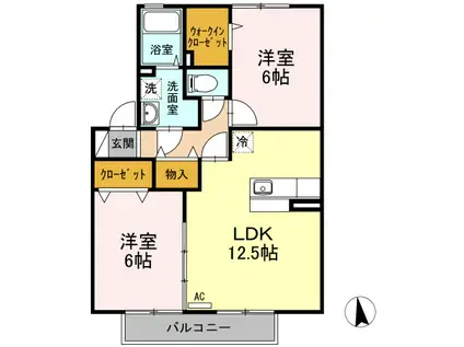 セジュール六条(2LDK/2階)の間取り写真