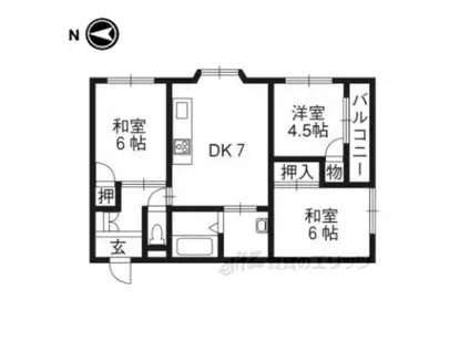 ガーデンテラス金ケ原(3DK/1階)の間取り写真