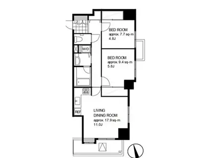 御殿山テラス(2LDK/10階)の間取り写真