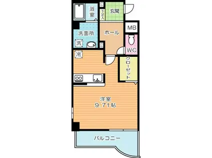 ボニート到津(1K/3階)の間取り写真