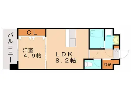 ビクトワール歯大前(1LDK/9階)の間取り写真