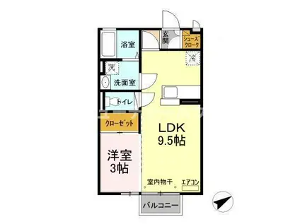 ヘクセンハウス堀町(1LDK/2階)の間取り写真