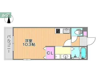 BELLAGIO(ワンルーム/2階)の間取り写真