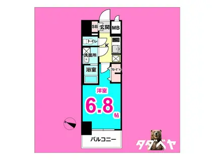 S-RESIDENCE熱田一番(1K/13階)の間取り写真