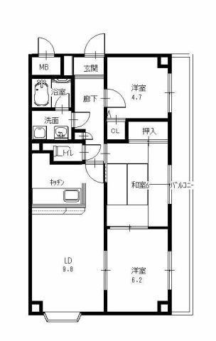 メゾンド-ル荒牧(3LDK/3階)の間取り写真