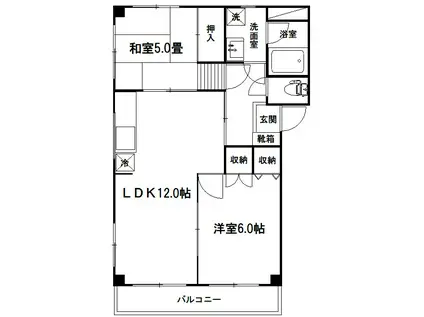 北栄第2マンション(2LDK/2階)の間取り写真