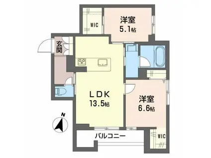 シャーメゾン笹和(2LDK/3階)の間取り写真
