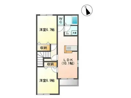 ウッドノート(2LDK/2階)の間取り写真