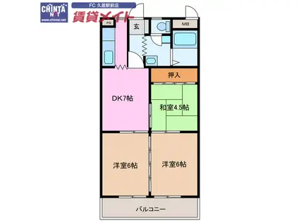 鷹跡マンション(3DK/2階)の間取り写真