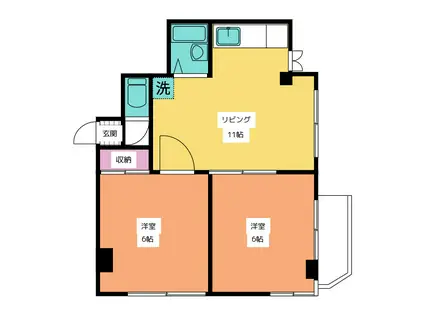 ジュエル翠ヶ丘(2LDK/2階)の間取り写真