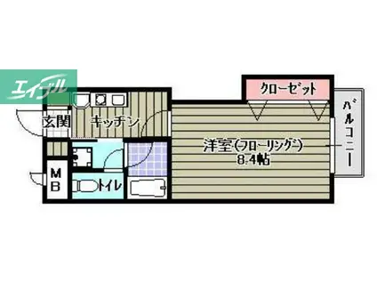 アンブシュール京橋(1K/3階)の間取り写真