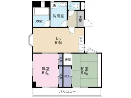 ヴィラパーシモン(2LDK/3階)の間取り写真