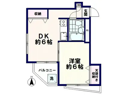 安藤ビル(1DK/3階)の間取り写真