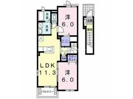 ジェネシスIV(2LDK/2階)の間取り写真