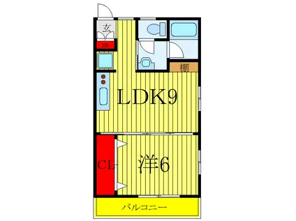 第2グリーンハイツ(1LDK/4階)の間取り写真