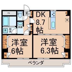 メゾン幅下(2DK/3階)の間取り写真