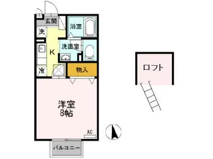 セジュール学園通(1K/2階)の間取り写真