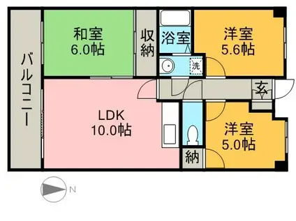 アサヒパレス港町(3LDK/2階)の間取り写真