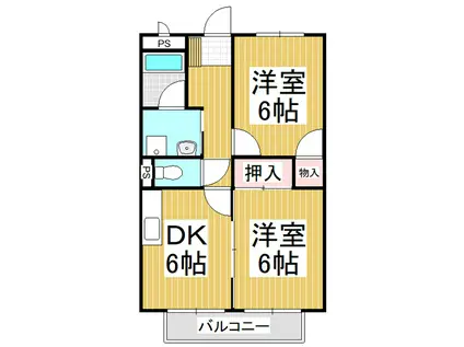 リンピアS・Y(2DK/2階)の間取り写真