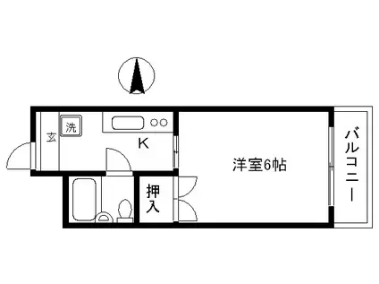 グランディール堤(1K/5階)の間取り写真